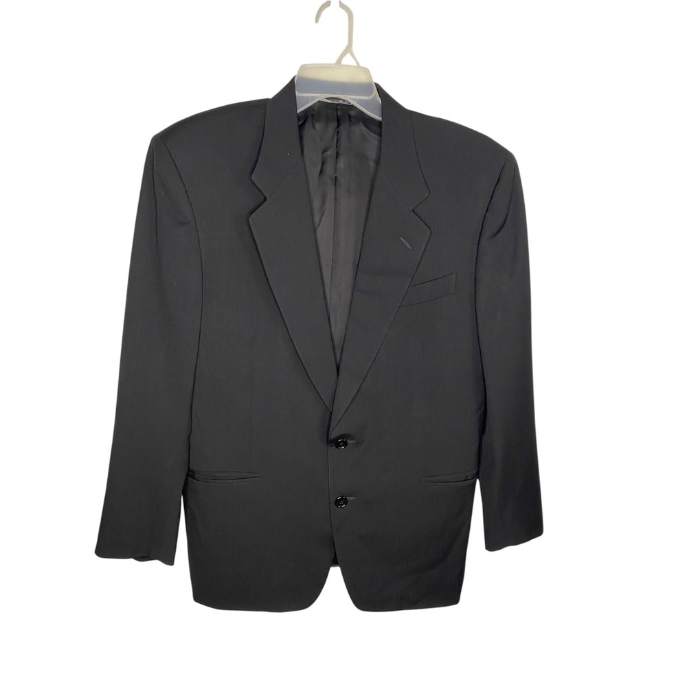 Canali Milano Mens Black 2 Button Wool Sports Coat Blazer Size 42 Italy